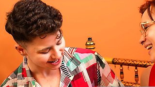 Horny lesbians lick each other's big clitoris