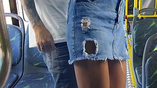 Public Transport Sex - Amateur Couple Fucking Doggy Style on Bus with Fanny Squirting