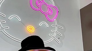 Impudent ebony slut with a bubble butt rides a huge black dildo with enthusiasm