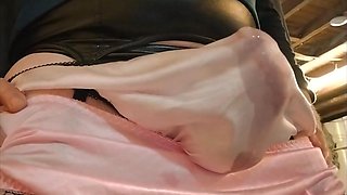 TS Crossdresser Cums in Stepmom Panties