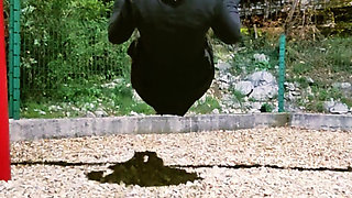 Big Booty Hot MILF Is Wearing a Butt Plug at Park