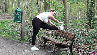 Boy Seduce German Curvy BBW Mature Kathy Deep to Suck His Dick at Public Place