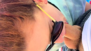 Blowjob and handjob on beach