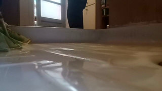 Shower Giantess: Colossal Bare Feet in the Rain