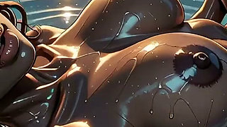 Stressed Boss Gets His Cock Wet in the Sunset Infinity Pool with Ebony Bikini Babe [ai Generated]