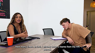 A Hot, Ebony Latina Gets Fucked Hard by Her Mediocre Employee When They're Alone in the Office
