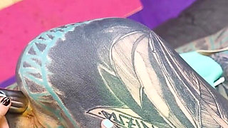 Two Hot Girls in Latex and High Heels Using Big Metal Toy Together, Atp, Anal Gapes, Lesbian