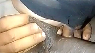 Lady in Bed Sucking My Cock to Make Me Moan and Putting Both Bones in Her Mouth and Sucking the Black Stick