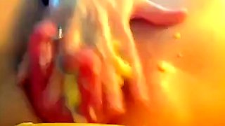 Extreme Pussy Pumping Banana Fist on Webcam
