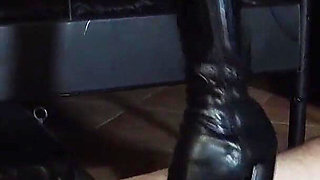 Masked Slave Gets Steped by Two Hot MILF's