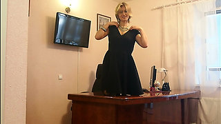 Boss's Wife Plays with Her Sweet Body in the Office