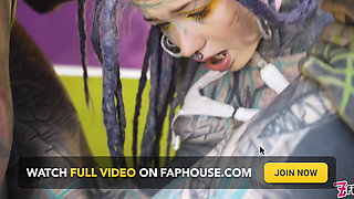 Threesome Anal Only Alternative Dreadlocks Girl Double Anal, Prolapse, Gape