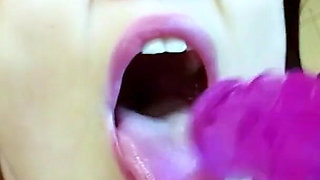 POV girl masturbating the ass of American skinny teen with huge toys