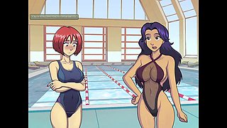 Animated bondage babe gets it hard in the ass at the pool