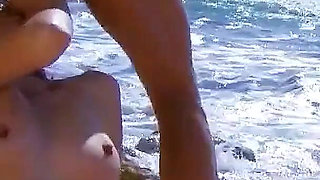 Horny skinny MILF Kathylee fucked hard by lifeguard on the beach with condom