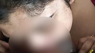 Desi wife in red night dress gives sloppy blowjob & gets hard fuck by husband