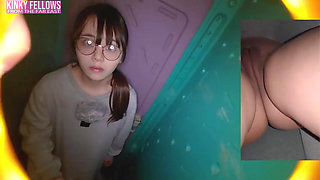 Fragile Heiress Heat as the Natural Rich Beauty Offers Warm Mouth Support Inside a Risky Temporary Booth