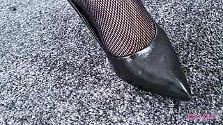 Mature BBW MILF Watching Porn - Playing with Huge Tits and Hairy Bushy Cunt in Crotchless Fishnet Panyhose Kinky Pink Pvc Dress