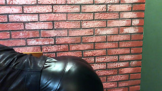 Shiny Leather Leggings and High Heels Tease: Oil-soaked Ride & Cum Drenched Pants