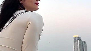 Outdoor Pussy Flashing, Pee in the Glass, Spit, Ahegao, Fake Cum on My Tits & Body