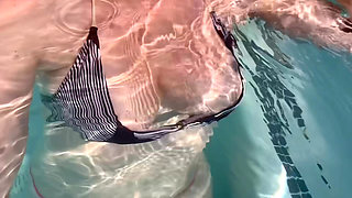 Artemisia Love Flashing Her Perfect Big Tits Underwater and Smoking a Cigarette