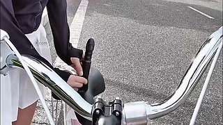 A bicycle fitted with a vibrating dildo, thrusting inside me and soaking my pussy.