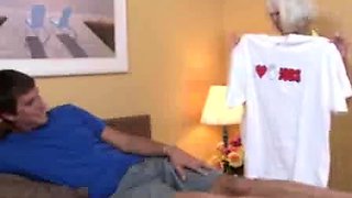 Grandma Jennie Lou catches Billys t shirt while doing