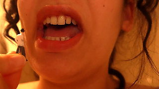 Giantess Stepsister Is Very Hungry so She Eats Tiny Stepbrother Then Takes a Shower