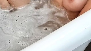 Glamour babe with big boobs masturbates in lingerie