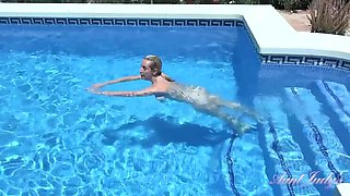 Big Tit MILF Keira Naughty Poolside Masturbation - Blonde 41yo Solo Outdoor