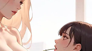 Sunlit Office Bliss: White Goddess & Black Muse Lesbian Encounter