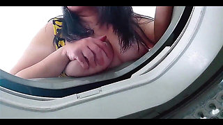Stepmother Trapped in the Washing Machine Gets Fucked Hard