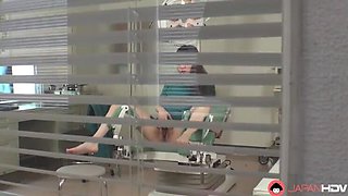 Rei Mizuna Japanese Nurse Moans Loudly While Fingering Her Wet Pussy in Doctor's Office - Uncensored Solo Masturbation