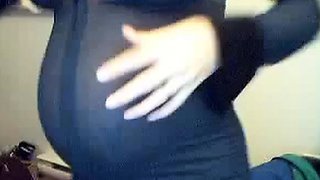 Blonde Pregnant Babe with Big Boobs