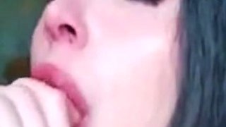 Amateur Girl Sucks Dildo with Homemade Passion