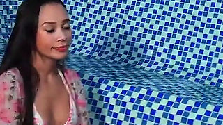 A Beautiful Brunette Takes the Sauna Mechanic's Big Cock with Her Perfect Round Ass and Her Wet, Tight Pussy