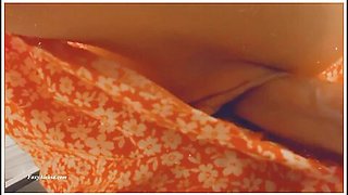 Hidden Sex With Nude Pussy Under Skirt. Close-up. Real Amateur