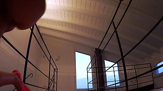 Close up with teen blonde sex doll rubbing her cunt