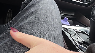 Parking Lot Handjob Next to Stranger and Bus Cum Finish