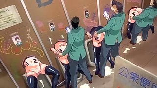 Hentai College Orgy: Public Bathroom Fuck Holes with Big Tits & Creampie