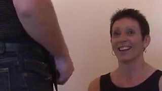 Amateur naughty old French cougar whore rimming and banging a huge young cock