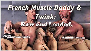 Austin Ponce And Muscle Daddy - Muscle French Stud Fucks White Twink Bareback During Interview And Blast Cumshoot In His Mouth