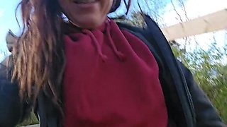 Hairy Nerd Girl Peeing in White Cotton Thong