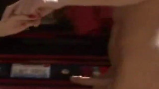 Blonde babes with tattoos in a threesome at the pool