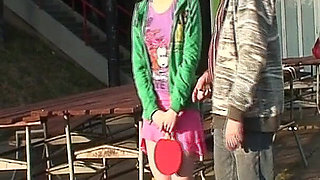 Hot Brunette Gets Eaten Out and Fingered by Older Guy Outdoors