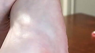 Long Toes, White Polish, Toe Ring