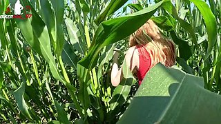 Skinny German Teen Blowjob & Facial in Cornfield - Bikergirl_97