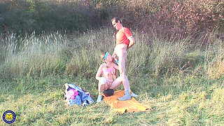 19 Year Old Girl Johane Johansson Gets Fucked Outdoor by an Old Man