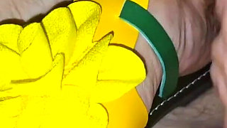 Stepmom in Bright Flip-flops in Bed with Her Stepson