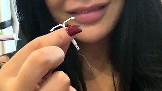 Busty blonde amateur takes creampie pov